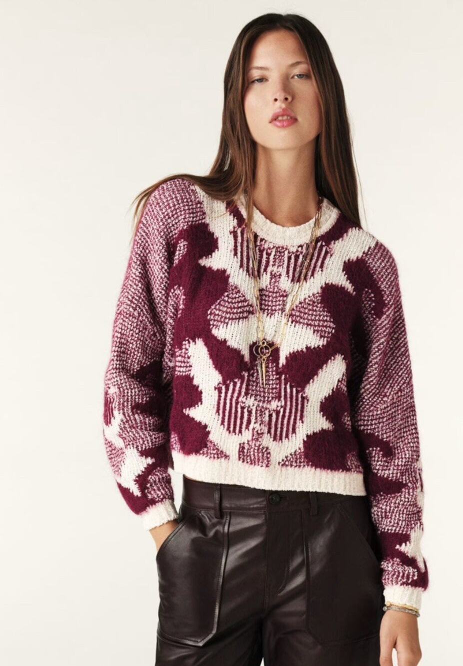 NWT ba&sh rora jumper burgandy Sweater Alpaca Blend Large